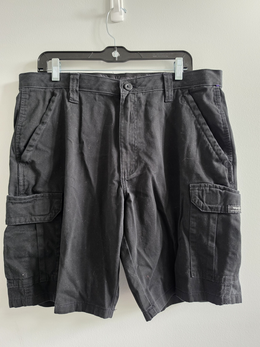 Wrangler Mens Cargo Shorts 34 Black Cotton 9 Inch Inseam